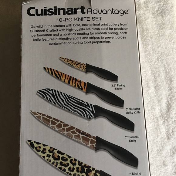 NWT 10 piece animal print knife set 🦒 🦓 🐆 - Picture 7 of 10